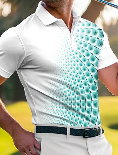  Męskie Geometryczny Golf Gra polo Koszulki sportowe polo Krótki rękaw Koszulki polo Koszule z kołnierzykiem Odzież sportowa Codzienny Athleisure Odzież outdoorowa Dzienne zużycie Guziki Lato Czerwony
