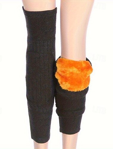  1 paio di ginocchiere da uomo foderate in pile spesso per autunno e inverno - leggings caldi, antivento e con supporto per le articolazioni, vestibilità comoda, misto poliestere