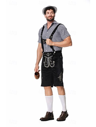  Oktoberfest לדרהוזן חולצה בוואריה German מינכן כרי דשא בגדי ריקוד גברים קרנבל מפלגה פסטיבל הבירה בד בסגנון מסורתי