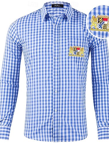  Oktoberfest Kratka Koszula Lederhosen Herb Bawarii bawarski Niemiecki Łąki Męskie Karnawał Festiwal Piwa Tkanina w stylu tradycyjnym Koszula