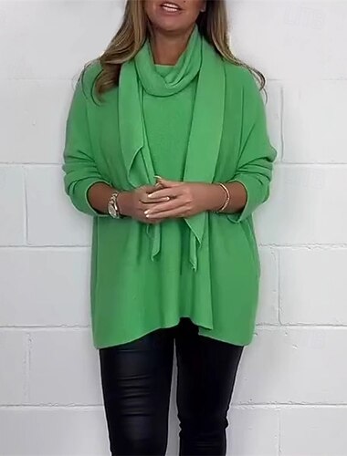  Per donna Tunica Maglietta Semplice Moda Moderno Casual Manica Lunga Girocollo Top Regolari Quotidiano Uscire Weekend Nero Bianco Verde Autunno Inverno