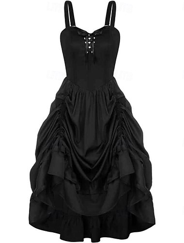  Retro Vintage Medieval Renaissance Dress Viking Elven Asymmetrical Hem Solid Color Fancy Dress Women's Fantasy Halloween Carnival Vacation Casual Daily LARP Adults Dress Spring & Summer