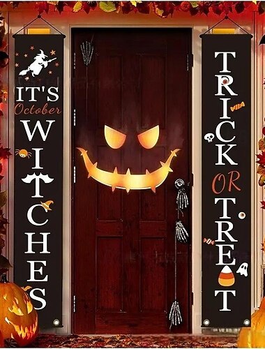  halloween fanflagga utomhusflagga för utomhus halloween trädgårdsstaket hängande läskig pumpabanderoll flagga bordsdekor höstrumsdekor estetisk halloween födelsedagsfestdekor