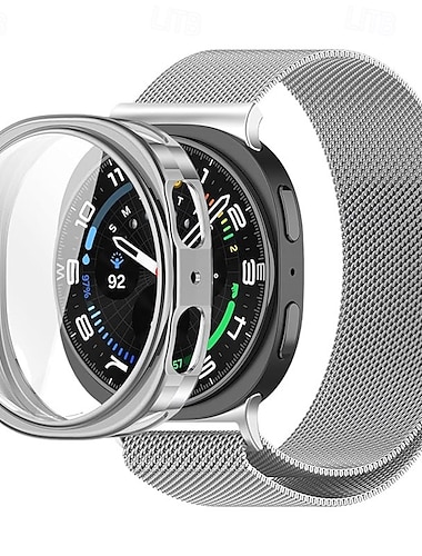  Uhrenarmband für Samsung Galaxy Uhr 8 40/44mm Watch 8 Classic 46 mm Ultra ansehen Edelstahl Ersatz Gurt mit Hülle Magnetverschluss Milanaise Armband Armband