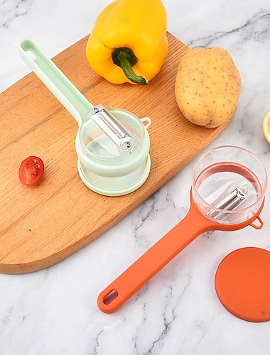  kuorimaveitsi säilytyslaatikolla, monitoiminen ruostumattomasta teräksestä valmistettu hedelmien ja vihannesten kuorimaveitsi, kätevä säilytys omenoiden, perunoiden ja muiden hedelmien kuorinnalle,