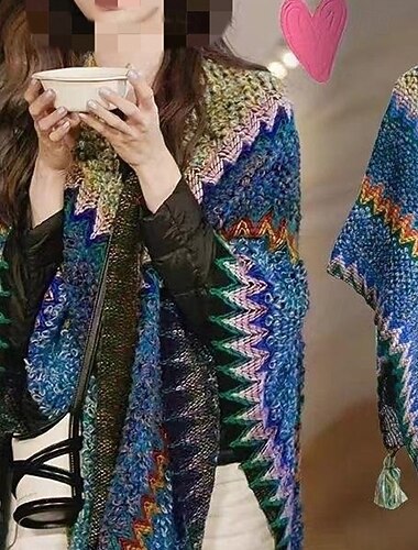  Per donna Sciarpa rettangolare Sciarpe da donna Streetwear Ferie Data Blu Sciarpa Blocco di colori