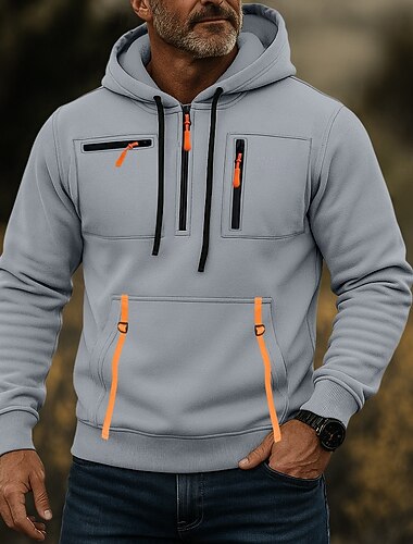  Pánské Kapuce Mikina se zipem na čtvrtletí Taktická mikina s kapucí Černá Armádní zelená Námořnická modř Khaki Světle šedá Kapuce Bez vzoru Zip Sporty a outdoor Ležérní Denní Šik ven Chladn
