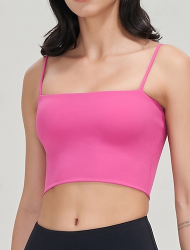  Mulheres Regata curta de ioga Sutiã Esportivo Roupa-Interior Suportes altos Respirável Correia de espaguete Cor Sólida / Simples Esporte Roupas Esportivas Preto Branco Pilates Zumba Corrida