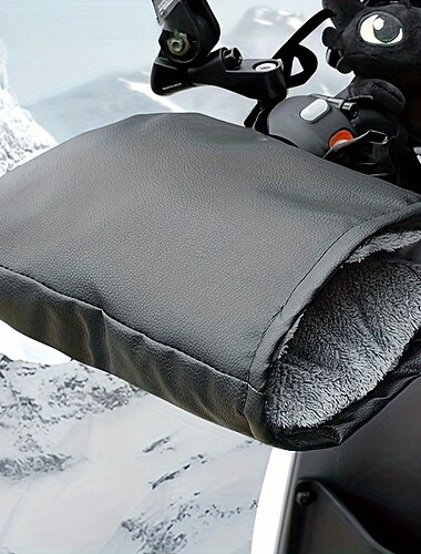  Confezione da 2 coprimanubri per scooter in similpelle, fodera in caldo peluche, chiusura con lacci, manopole per moto facili da pulire