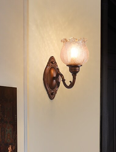  applique da parete, lampade da parete moderne, applique da parete in stile fattoria con paralume in vetro trasparente, luci da parete per soggiorno, camera da letto, scale, bagno, corridoio 110-240 V