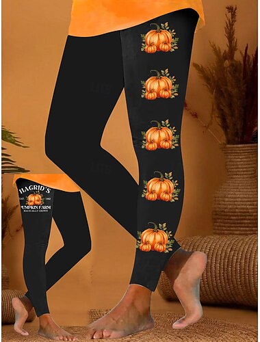  نسائي طماق العطلة عتيق موضة Ankle-length خصر عاليPantsHalloween الرسم قرع طبع ناعم متنفس قابل للبسط رسمي الأماكن المفتوحة عطلة أبيض الرز برتقالي بني الربيع الخريف الشتاء قياس نحيل