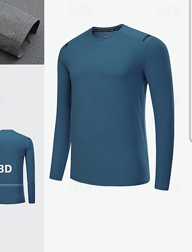  Herre Performance skjorte Sport-T-shirt Langærmet Rund hals Toppe Udendørs Hurtigtørrende Svedreducerende lugtdæmpende Åndbart Polyester Blå Grøn Mørkeblå Fiskeri Tennis Løb