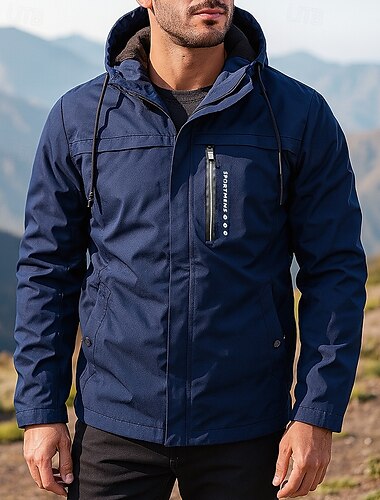  Men's Windbreaker Hiking Jacket Fleece Jacket Outdoor Waterproof Windproof Lightweight Hiking Outfits Hiking Clothes Spring Autumn / Fall Top Camping / Hiking / Caving Running Solid Color Black Dark