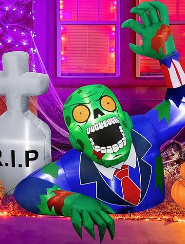  nadmuchiwane nagrobki na Halloween, nadmuchiwane dekoracje ogrodowe na Dzień Zmarłych z wbudowanym oświetleniem LED na trawnik, dom, imprezę Dia de los Muertos w pomieszczeniach i na zewnątrz