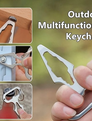  Porte-clés multifonctionnel d'extérieur, outil d'autodéfense EDC, mini clé à pointe portable, décapsuleur, équipement de survie compact pour le camping, la randonnée et les voyages