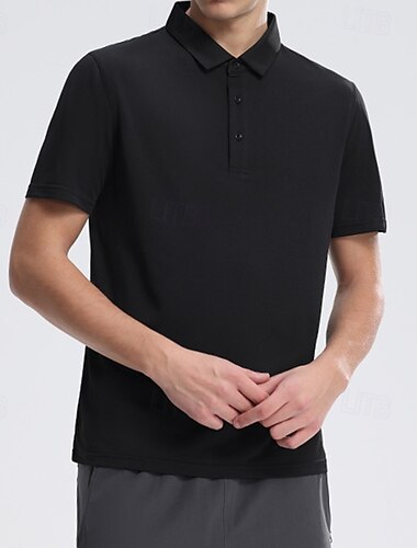  Herre Performance skjorte Sport-T-shirt Kortærmet Aftæpning Toppe Udendørs Hurtigtørrende Letvægt Svedreducerende Åndbart Polyester Mørk Lyserød Sort Hvid Tennis Golf Løb