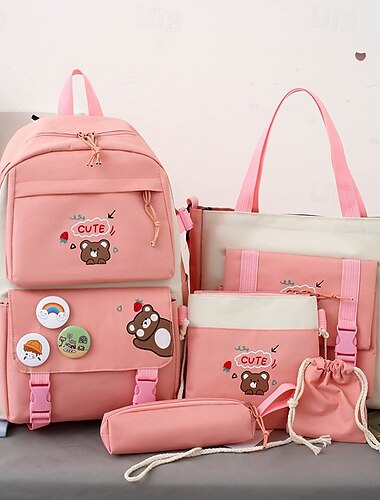  Dámské děti Chlapecké batoh Soupravy Školní taška Školní batoh Bookbag Škola Denní Komiks Polyester Nastavitelná Velká kapacita Lehká váha Přívěšek Zip Černá Světlá růžová Vodní modrá