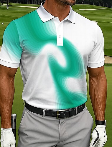  Per uomo Polo Casuale Sportivo Collo ripiegato Manica Corta Moda Moderno Geometrico Golf Stampa 3D Bottoni Estate Viola Blu lago Blu Polo
