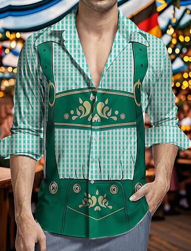  Oktoberfest Olut Nahkahousujen painatus Hawaii paidat Havaijilaispaita baijerilainen München Saksa Kuvitettu Käyttötarkoitus Miesten Aikuisten Karnevaali Oktoberfest-olut 3D-tulostus Loma Juhla