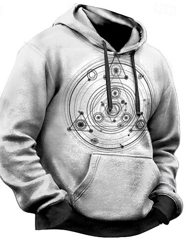  Homens Moletom Cáqui Cinza Claro Cinzento Com Capuz Imprimir Bolsos Desportos e Ar livre Diário Feriado Poliéster Básico Casual Boho Primavera Outono Roupa Moletons Moletons