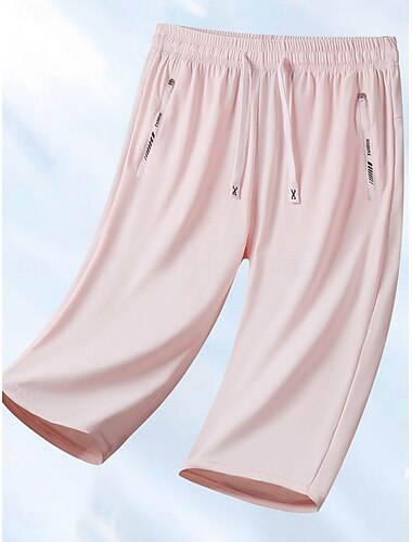  Damen Chinos Shorts Basic Lässig Knielang Hohe Taille Einfarbig Tasche Elastischer Bund Bequem Weich Mikroelastisch Outdoor Straße Schwarz Rosa Purpur Grau Sommer Normale Passform