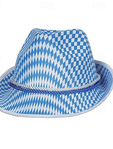  Herre Fedora Oktoberfest-hat Blå Stof Mode Afslappet Gade Daglig Ternet Solcreme Åndbart