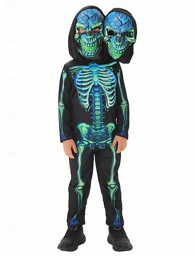 Skelet Kranium Halloween Cosplay kostume Et Stykke Børne Drenge Pige Halloween Karneval Mardi Gras Halloween Maskerade Nemme Halloween kostumer Klæd dig ud