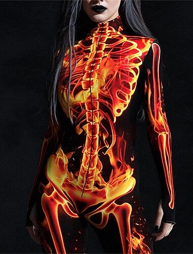  Skelet Halloween Bodysuit Kattedragt til hele kroppen Skræmmende kostume Børne Voksne Herre Dame Drenge Halloween Karneval De dødes dag Ydeevne Fest Natklub Nemme Halloween kostumer Klæd dig ud