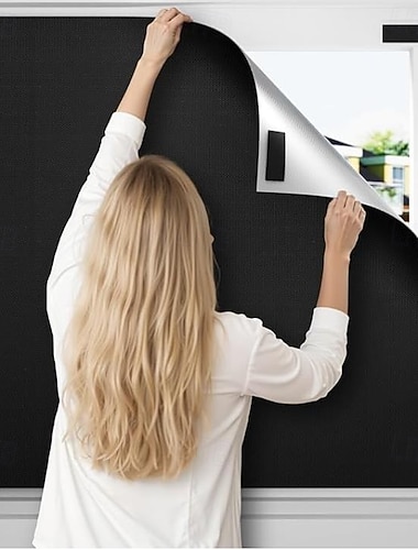  gordijngordijnen draagbare verduisteringsgordijnen, 420d oxfordstof, volledig verduisterende zonwering, doe-het-zelf op maat gesneden lichtwerende raambekleding voor op reis, thuis of op kantoor