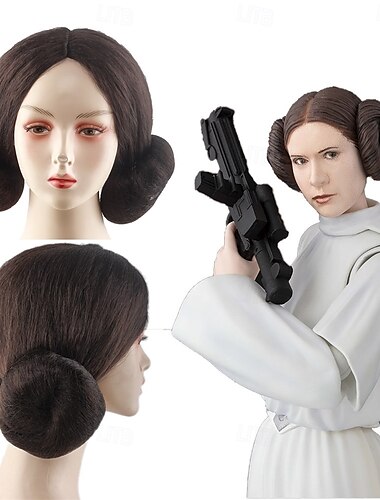  καφέ περούκα για το Halloween της Leia Buns Star Wars