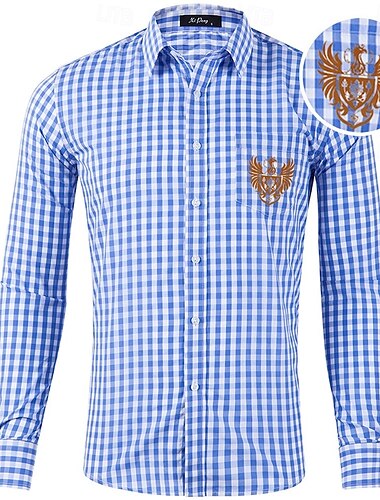  Oktoberfest Kostkovaný vzor Košile Lederhosen Erb německého orla Bavorský němčina Louky Pánské Karneval Pivní festival Tradiční Styl Tkanina Tričko