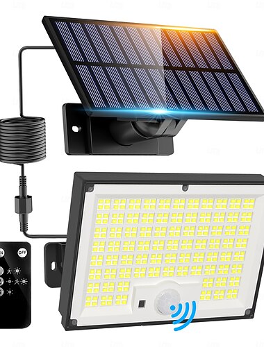  LEDソーラー街路灯 屋外照明 3つの照明モード ワイヤレスソーラーモーションセンサー 防水壁掛けランプ ソーラーパワー ガーデンフェンス 庭 1個