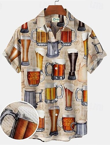  Oktoberfest Lederhosen-Print Hawaii-Hemden Aloha-Hemd Bayerisch München Deutsch Grafik Für Herren Erwachsene Karneval Oktoberfestbier 3D-Druck Urlaub Party