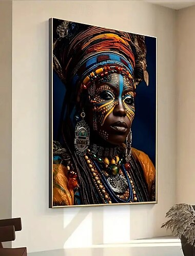  Un dipinto moderno su tela senza cornice raffigurante una regina africana, adatto per arredare soggiorni e camere da letto.