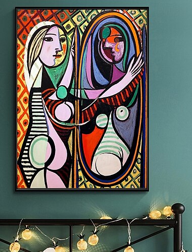  Pablo Picasso Berömd målning Flicka framför spegeln Canvastavla Dekorativ tavla för hemväggdekor