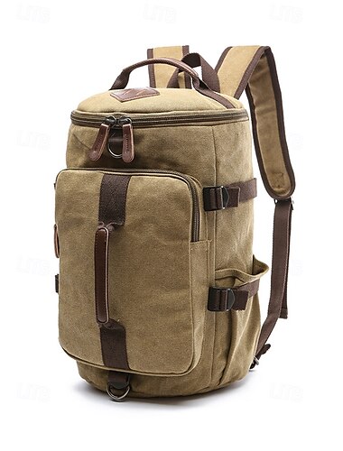  Men's Vintage Canvas Convertible Backpack Duffel Bag - Large Capacity Multi-Function Travel Shoulder Bag for Back to School, Weekend Trips, Gym and Outdoor Use