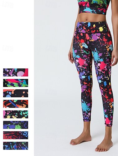  Naisten Caprileggingsit Jooga leggingsit Vatsatuki Korka vyötärö Kuntosali Urheilu Pilates Alaosat Pinkki Vaalean vihreä Punainen Syksy Urheilu Urheiluvaatteet Tiukka istuvuus