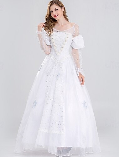  Alice in Wonderland Eventyr Den hvite dronningen Mirana Kjoler Ballkjole Tyll kjoler Eventyrfigurer Film-Cosplay for Dame Voksen Halloween Karneval Verdens bokdag Ytelse Kle deg ut p