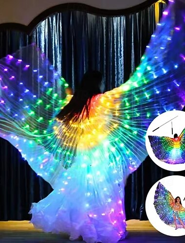  LEDウィング、ベリーダンスウィング、イシス、ハロウィンウィング、小道具、光るLEDランプ、ウィング、ベリーダンスコスチューム、アクセサリー、スティック、大人、子供
