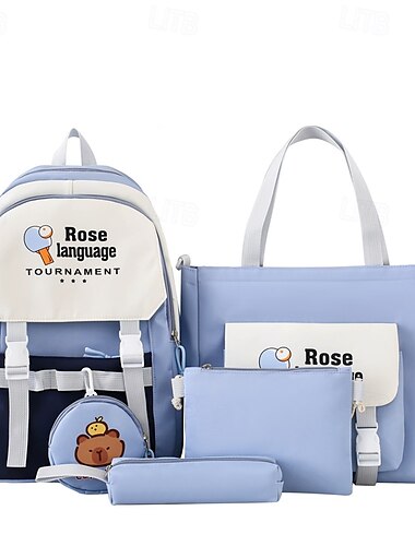  4-teiliges rosa Rucksack-Set für Mädchen zum Schulanfang – inklusive Schultasche, Tragetasche, Federmäppchen und Münzbörse – süßes Cartoon-Design, leicht und strapazierfähig