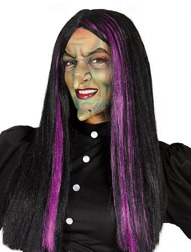  Purple Strands Witch Wig – Spooky Witch Hair for Halloween, Cosplay, Party, Role Play, and Costume Accessories