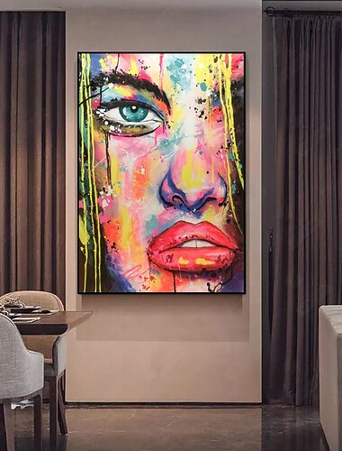  handgemaakte olieverfschilderij canvas wanddecoratie moderne abstracte menselijke gezichten voor huisdecoratie opgerold frameloos ongespannen schilderij