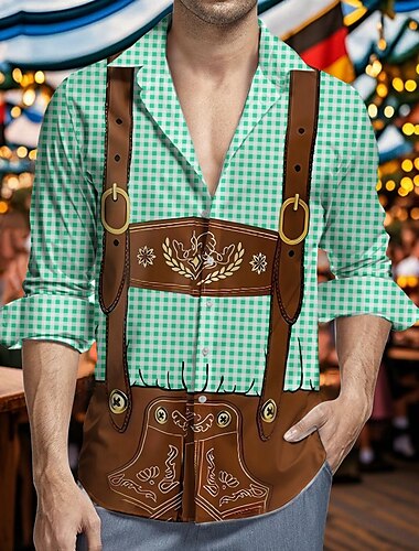  Oktoberfest Olut Nahkahousujen painatus Hawaii paidat Havaijilaispaita baijerilainen München Saksa Kuvitettu Käyttötarkoitus Miesten Aikuisten Karnevaali Oktoberfest-olut 3D-tulostus Loma Juhla