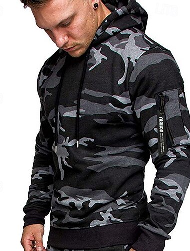  Per uomo Felpa con cappuccio Verde Grigio Con Cappuccio Mimetico Coulisse Sport & Outdoor Quotidiano Ferie Poliestere Streetwear Essenziale Casual Primavera Autunno Abbigliamento Felpe con cappuccio