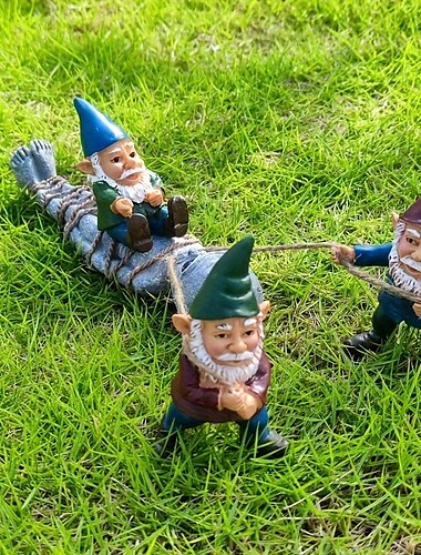  skurrile Gartenstatuen mit der Aufschrift „Alien Capture“ aus Gnomen – 3 Stück, graues Kunstharz, 9,7 cm hoch, lustige Außendekoration für Ostern &Halloween