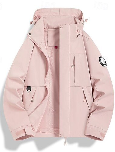  Damen Windjacke Wanderjacke Hardshelljacke Außen Wasserdicht Winddicht Wanderoutfits Wanderbekleidung Frühling Herbst Oberteil Camping / Wandern / Höhlenforschung Laufen Einfarbig Rosa Blau Orange