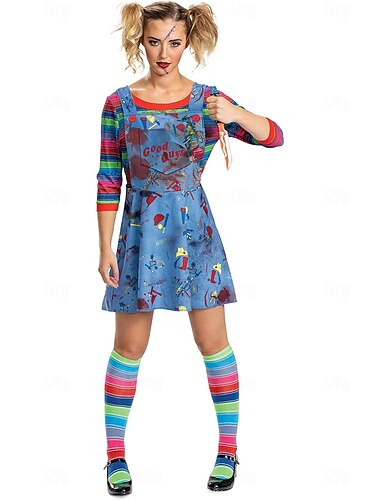  Chucky Bambola spaventosa Halloween Vestito Costume Orrore Costume Spaventoso Adulti Per donna Halloween Carnevale Performance Feste Costumi di Halloween facili Vestirsi