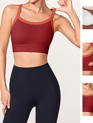  Per donna Canotte da allenamento Reggiseno sportivo Intimo / Maglia Intima Supporti alti Traspirante Senza fili Imbottito Colore Solido / Tinta Unita Sport Abbigliamento sportivo Nero Bianco Palestra