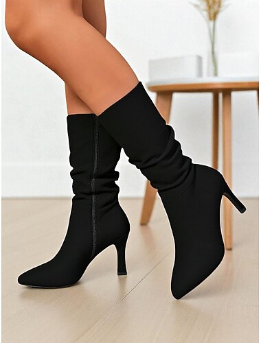  Kniehohe Stiefel aus braunem Wildleder für Damen – spitze Stiefel mit Stilettoabsatz und Reißverschluss für Herbstoutfits, Partys und Abendgarderobe