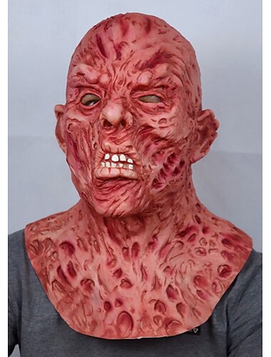  Masque d'Halloween Freddy pour adultes, masque facial en latex de film d'horreur réaliste, masque d'horreur complet pour cosplay, fête costumée et décoration de maison hantée